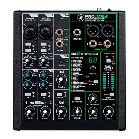 MACKIE - Mixer análogo 6 canales, interfaz USB, FX