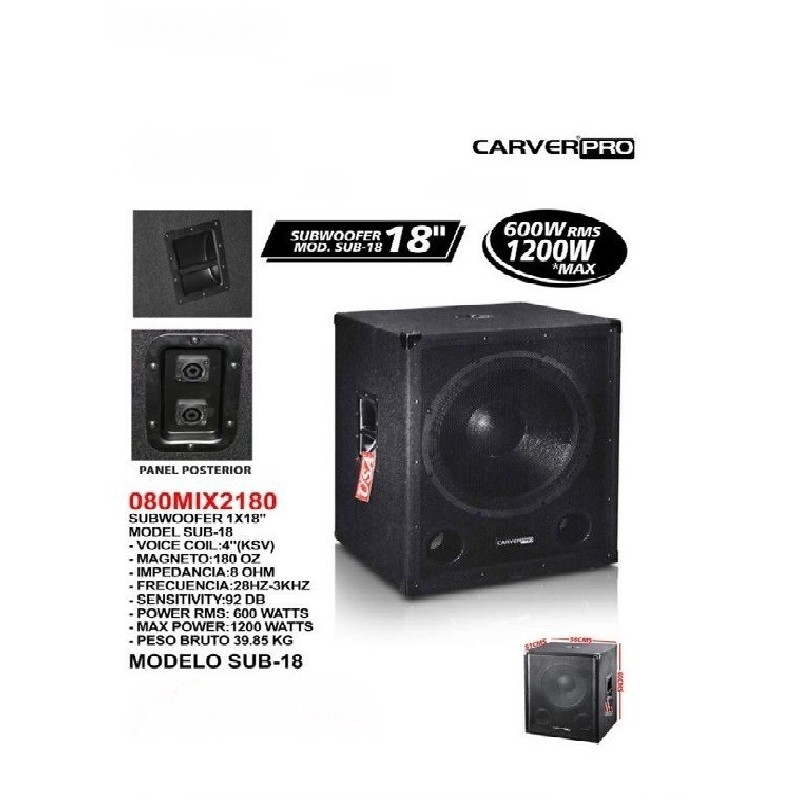 CARVERPRO - Sub bajo pasivo 18"