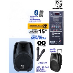 CIPRIANNI SISTEMA PORTABLE 15 RECARGABLE 2 MIC