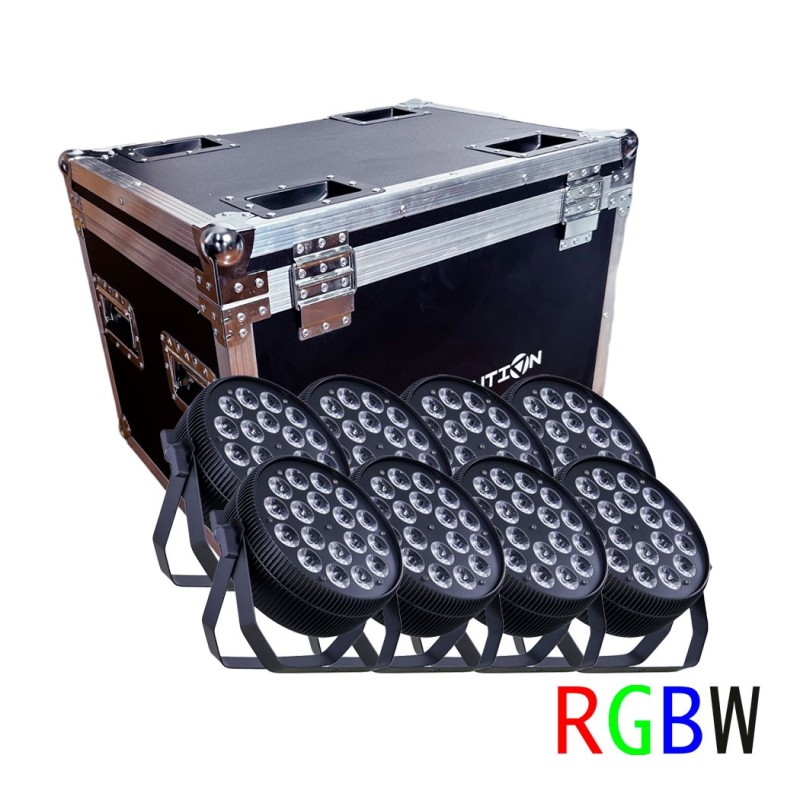 VLTG KIT CASE DE 8 PAR LED SLIM 18X12W RGBW
