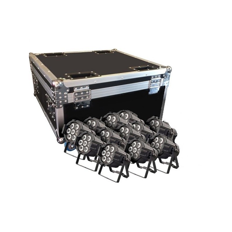 VLTG KIT 12 FOCOS LED 7X10W RGBW + CASE