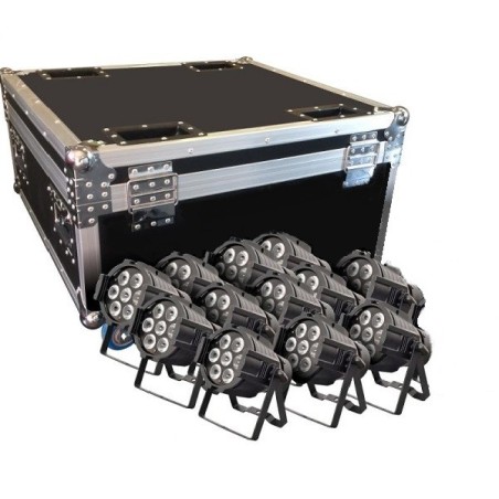 VLTG KIT 12 FOCOS LED 7X10W RGBW + CASE